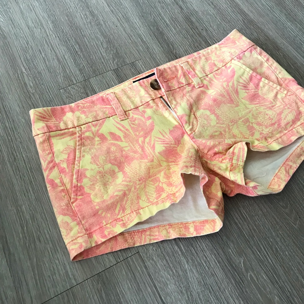Orange Yellow Tropical Flower Leaf Shorts - Picture 2 of 6